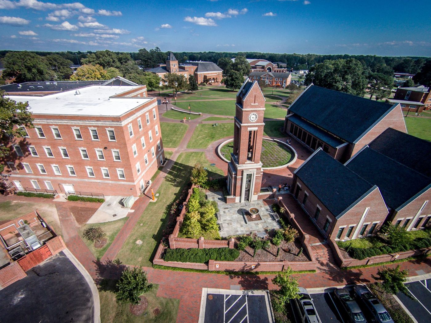 Aerial view of a commercial campus electrical project